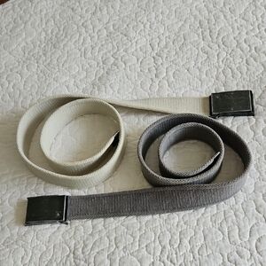 ORIGINAL PENGUIN Set Of 2(Cream & Gray) Canvas Ratchet Men's Belts Vintage